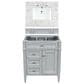 James Martin Vanities Brittany 30" Single Bathroom Vanity in Urban Gray with 3 cm Eternal Jasmine Pearl Quartz Top and Rectangle Sink, , large