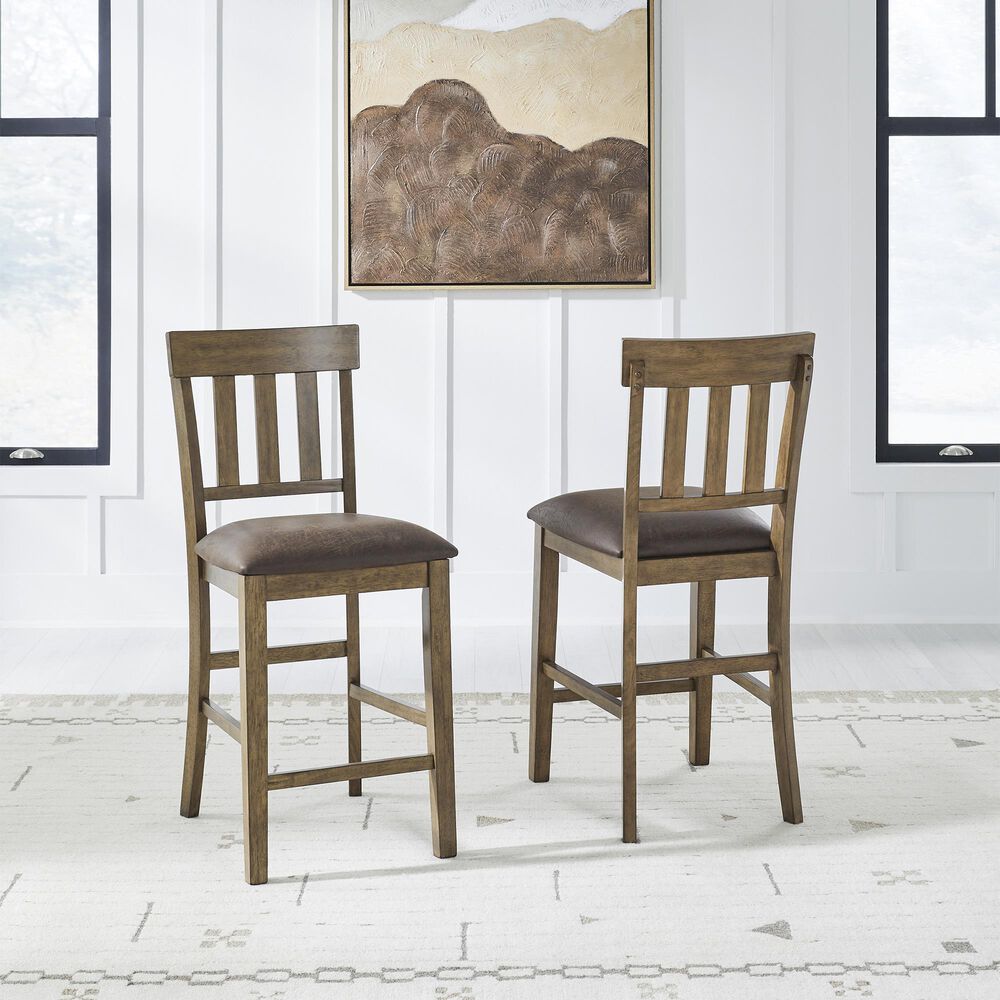 Ashley Urbinforte 25.75" Faux Leather Barstool in Light Brown, , large