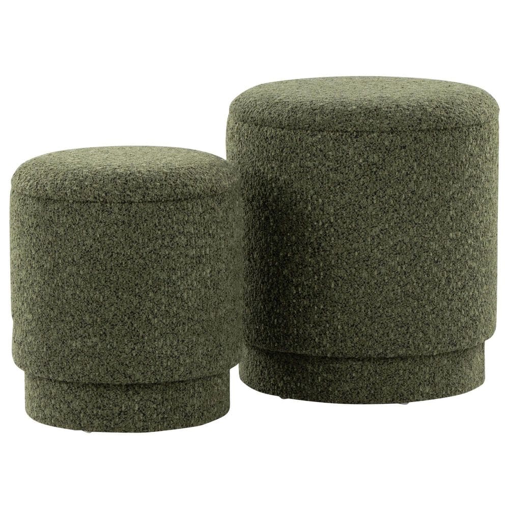 Lumisource Marla 2-Piece Upholstered Ottoman Set in Dark Green, , large