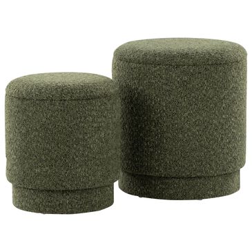 Lumisource Marla 2-Piece Upholstered Ottoman Set in Dark Green, , large