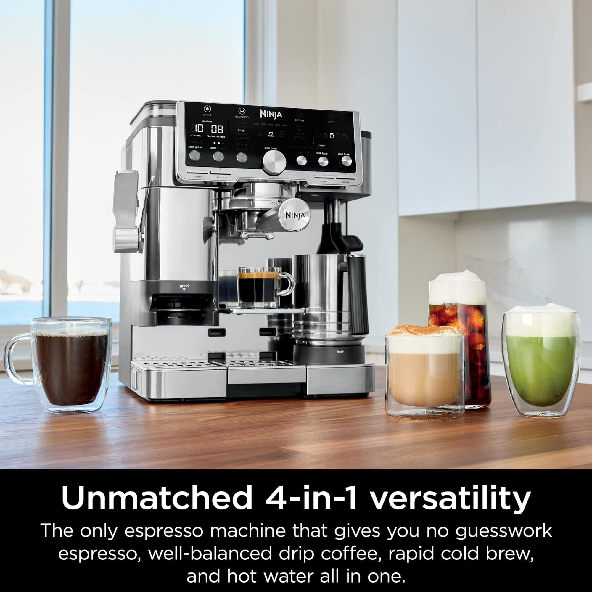Ninja Pro 4-in-1 Espresso Drip Coffee Maker in Black and Stainless