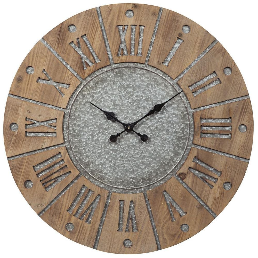 Ashley Payson Wall Clock in Antique Gray/Natural, , large