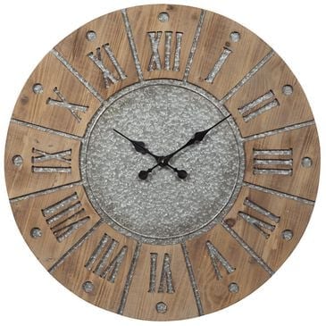 Ashley Payson Wall Clock in Antique Gray/Natural, , large