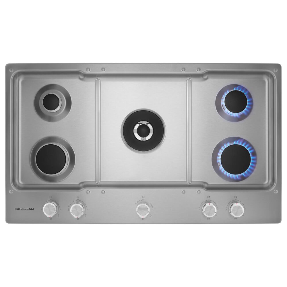 KitchenAid 2-Piece Kitchen Package with Black Ore 30" Smart Double Wall Oven and Stainless Steel 36" Gas Cooktop, , large