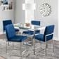 Lumisource Fuji Side Chair with Blue Cushion in Brushed Stainless Steel (Set of 2), , large