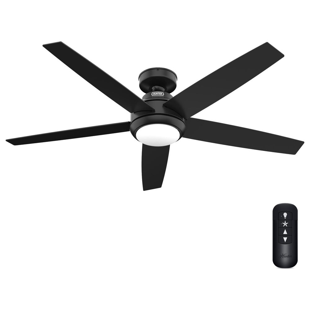 Hunter Zayden 52&quot; Ceiling Fan with LED Light in Matte Black, , large