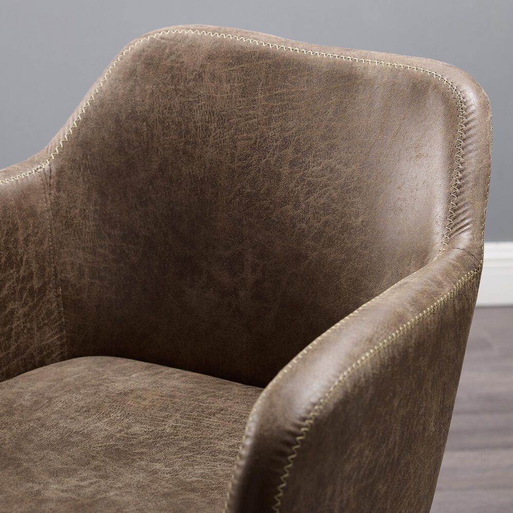 Linon Home Decor Rylen Office Chair with Brown Cushion in Silver, , large