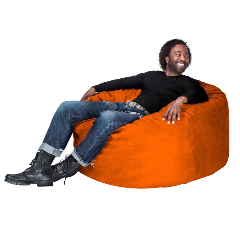 Jaxx 4&#39; Round Bean Bag with Removable Cover in Mandarin, , large