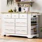 HOMLUX 51" Kitchen Island with Pull Out Trash Can Storage in White, , large