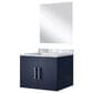 Lexora Home Geneva 24" Single Bathroom Vanity in Glossy White with 2 cm White Carrara Marble Top, Rectangular Sink and 18" Mirror, , large