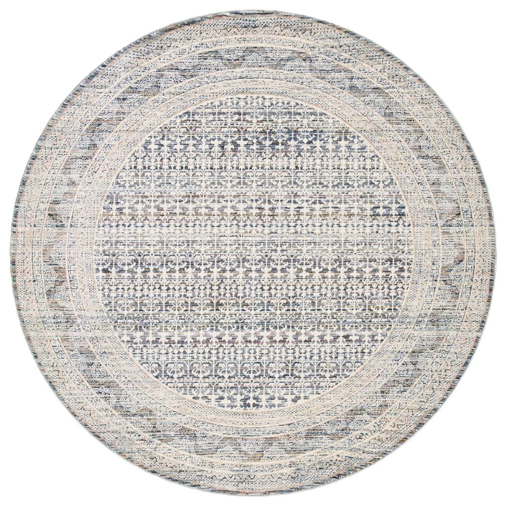 Amber Lewis x Loloi Zuma 3" Round Ocean and Multicolor Area Rug, , large