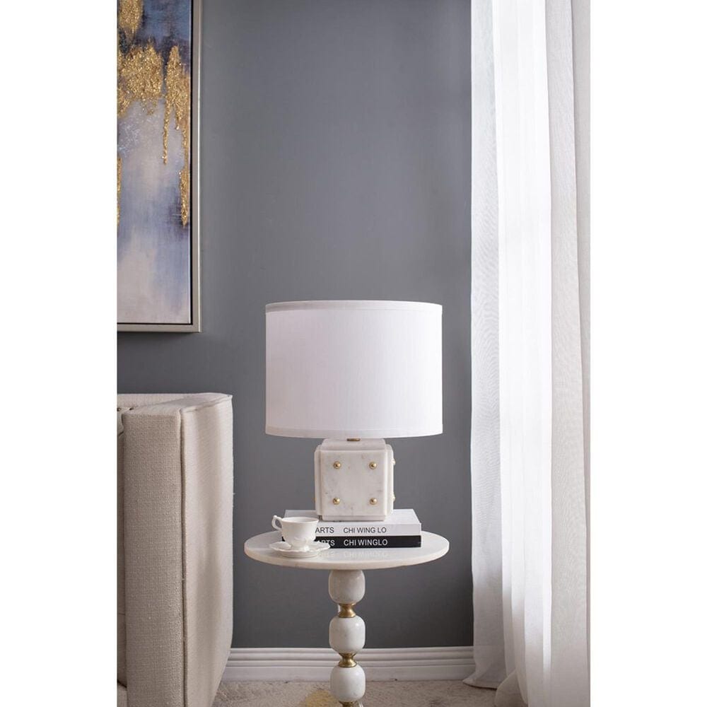 A&amp;B Home Anita Table Lamp with Collapsible Shade in White and Gold, , large