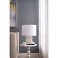 A&B Home Anita Table Lamp with Collapsible Shade in White and Gold, , large