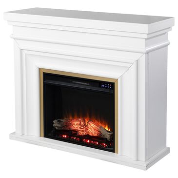 Southern Enterprises Bevonly Electric Fireplace in White/Gold, , large