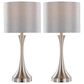LumiSource Lenuxe 25" Metal Table Lamp with Grey Linen Shade in Brushed Nickel (Set of 2), , large