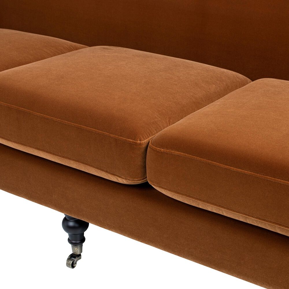 Jennifer Taylor Home Alana Stationary Sofa in Burnt Orange Velvet, , large