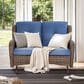 Sunwell Garden Outdoor Glider Loveseat with Brown Rattan in Navy, , large