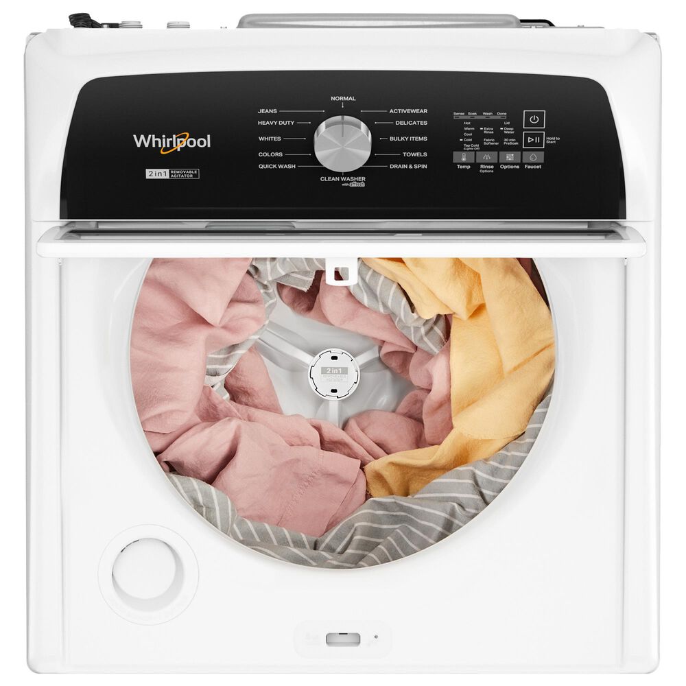Whirlpool 4.7 Cu. Ft. Top Load Washer with 2-In-1 Removable Agitator and 7 Cu. Ft. Electric Dryer Laundry Pair in White, , large