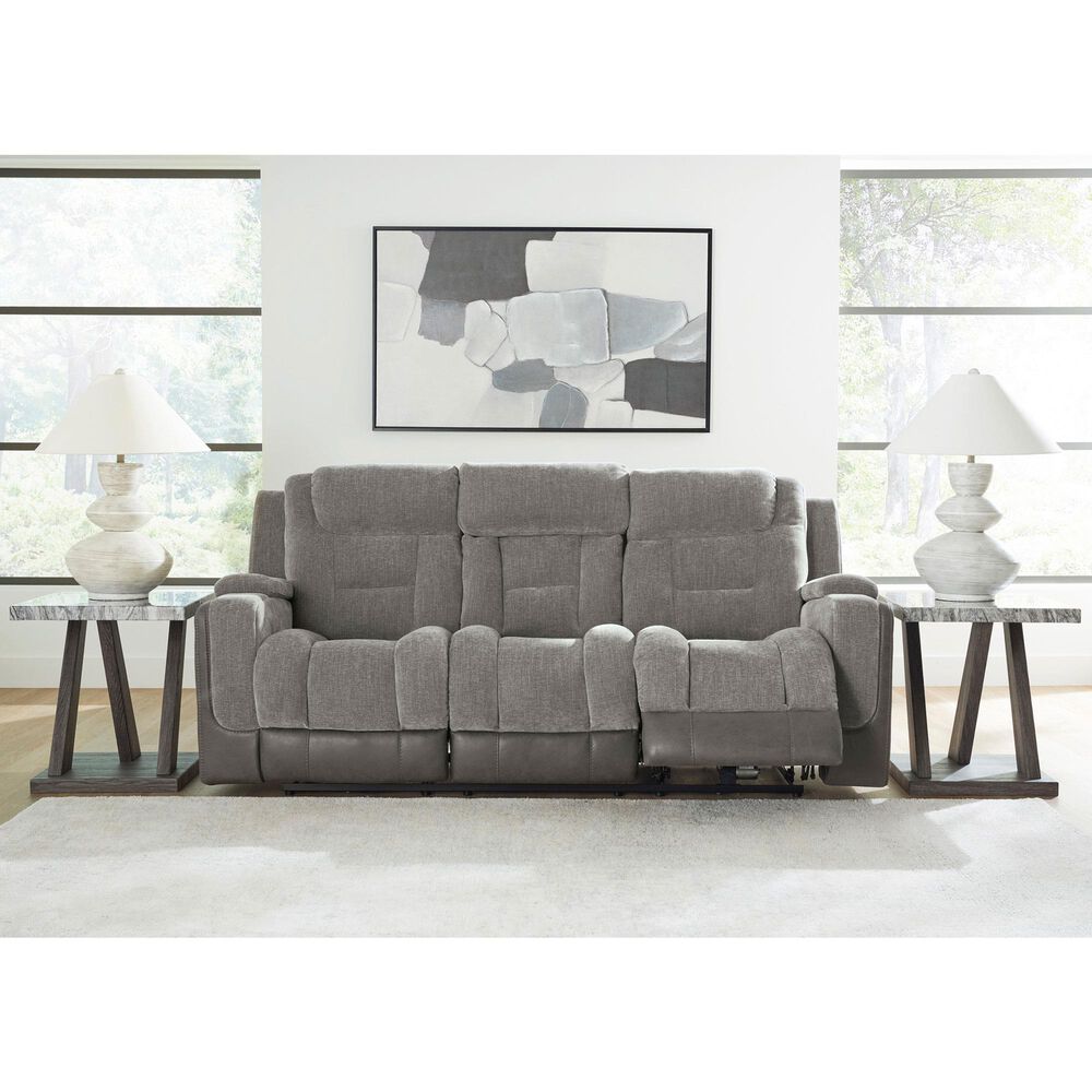 Ashley Mixed Motion Power Reclining Sofa in Shadow, , large