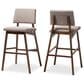 Baxton Studio Colton Bar Stool with Light Gray Cushion in Walnut Brown (Set of 2), , large