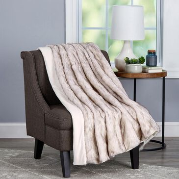 Timberlake Lavish Home Premium Faux Wolf Fur Blanket in Pearl White, , large
