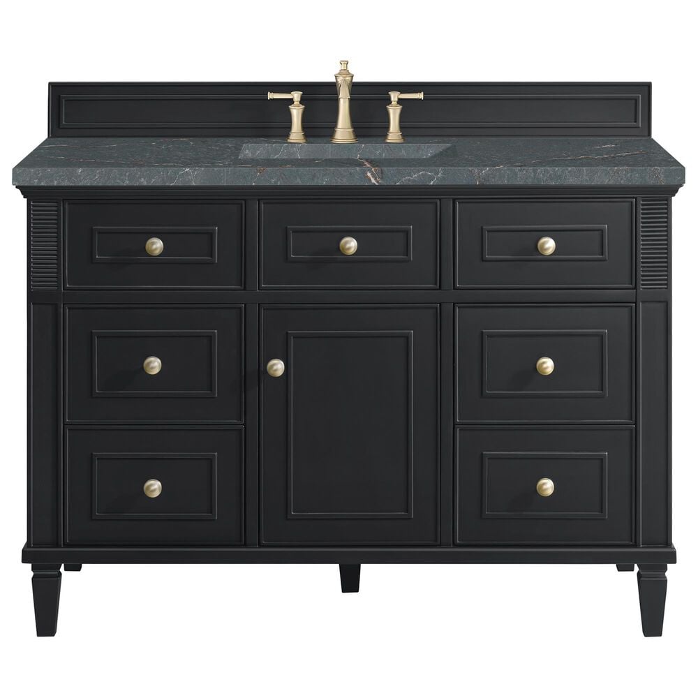 James Martin Vanities Lorelai 48&quot; Single Vanity in Black Onyx with 3 cm Parisien Bleu Quartz Top, , large