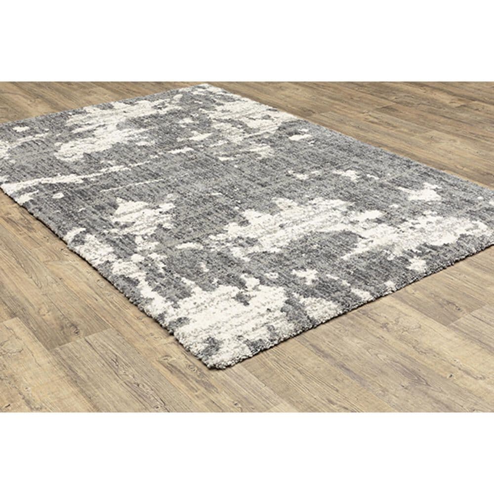 Oriental Weavers Aspen Shag Distressed 003H9 6&#39;7&quot; x 9&#39;6&quot; Gray and Ivory Area Rug, , large