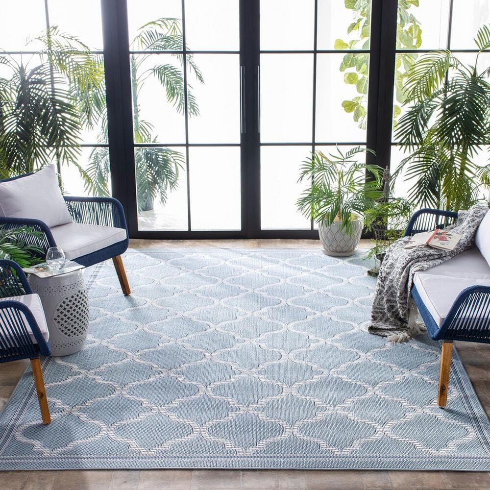 Safavieh Bermuda BMU810M 8&#39; x 10&#39; Light Blue and Ivory Indoor/Outdoor Area Performance Rug, , large