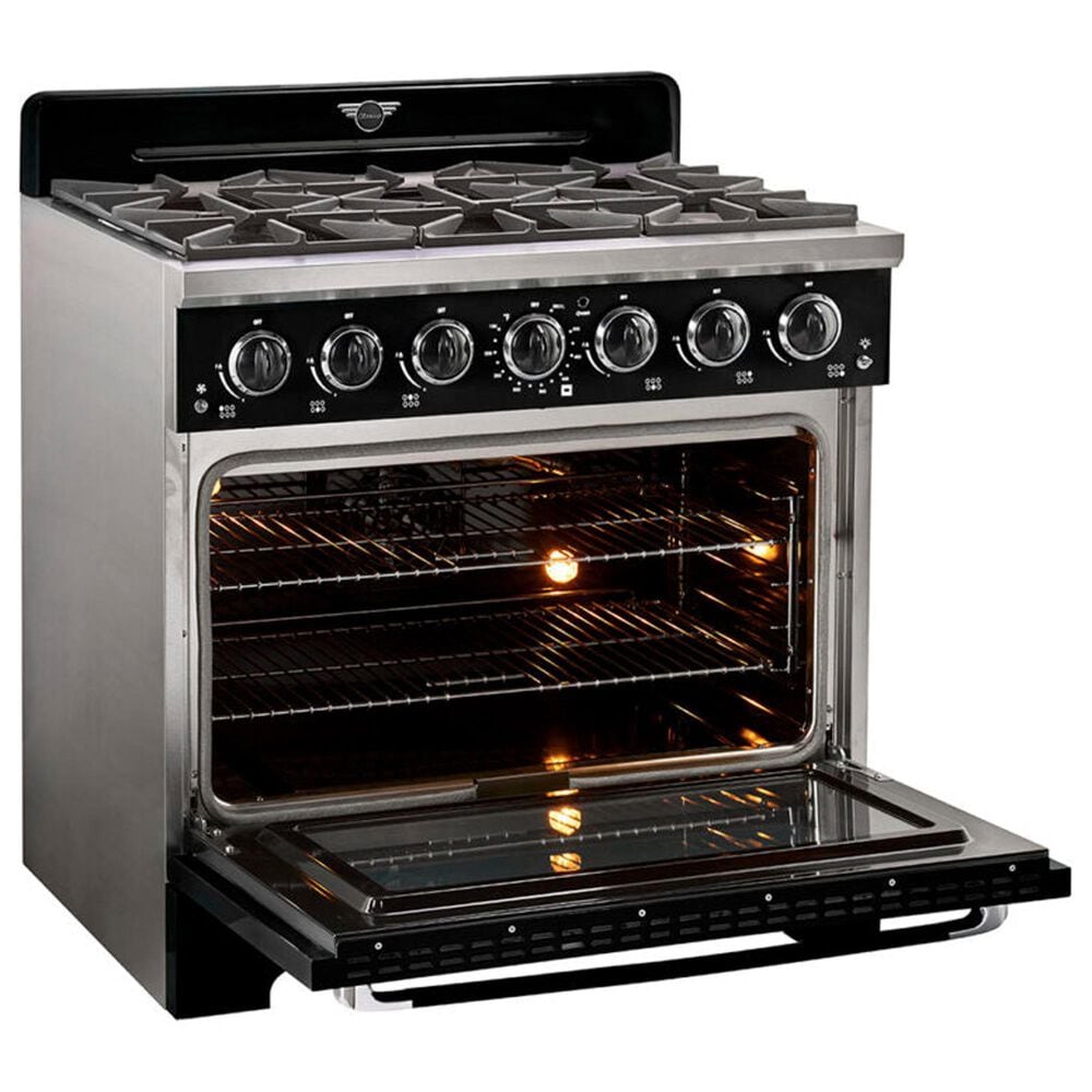 Unique Appliances Classic Retro 36" Pro Convection Gas Range in Midnight Black, , large
