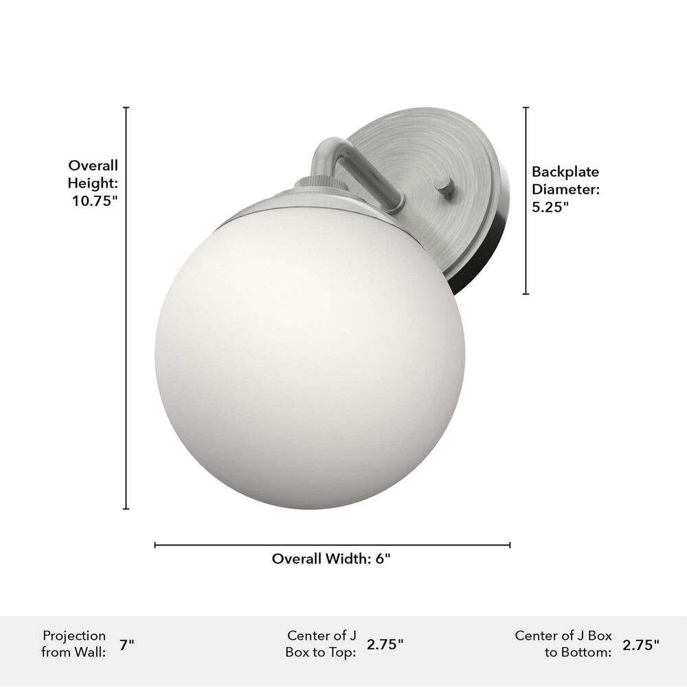 Hunter Hepburn 1-Light Wall Sconce in Brushed Nickel, , large