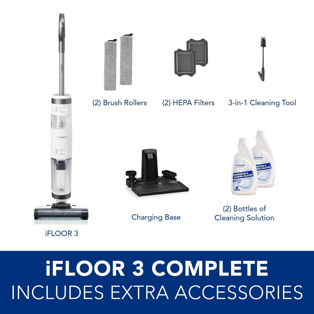 Tineco iFloor 3 Complete Cordless Wet/Dry Vacuum Cleaner and Hard Floor Washer with Accessory Pack, White and Gray, , large