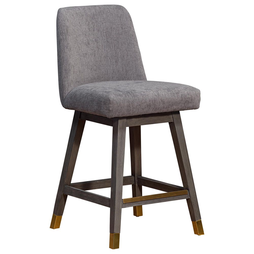 Blue River Amalie Swivel Counter Stool with Mocha Cushion in Grey Oak, , large