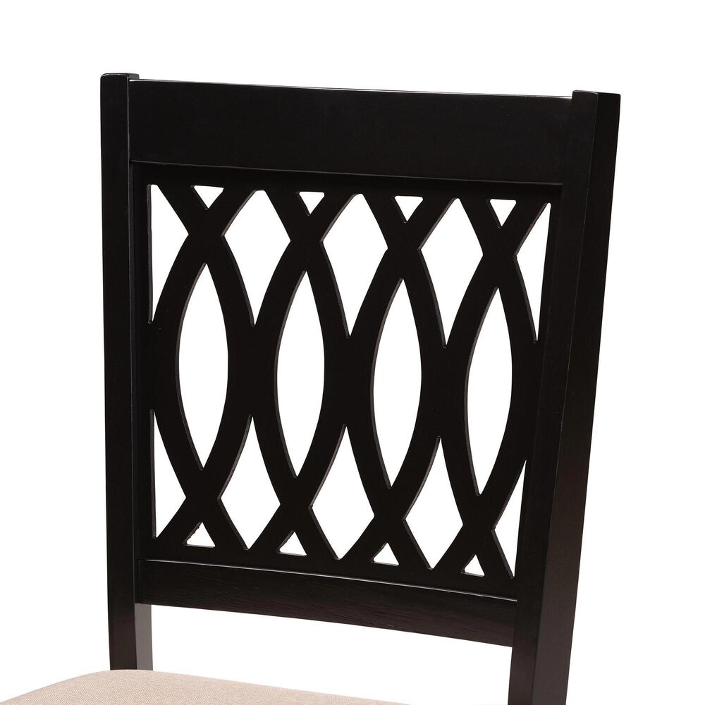 Baxton Studio Florencia Side Chair with Beige Cushion in Espresso Brown (Set of 2), , large