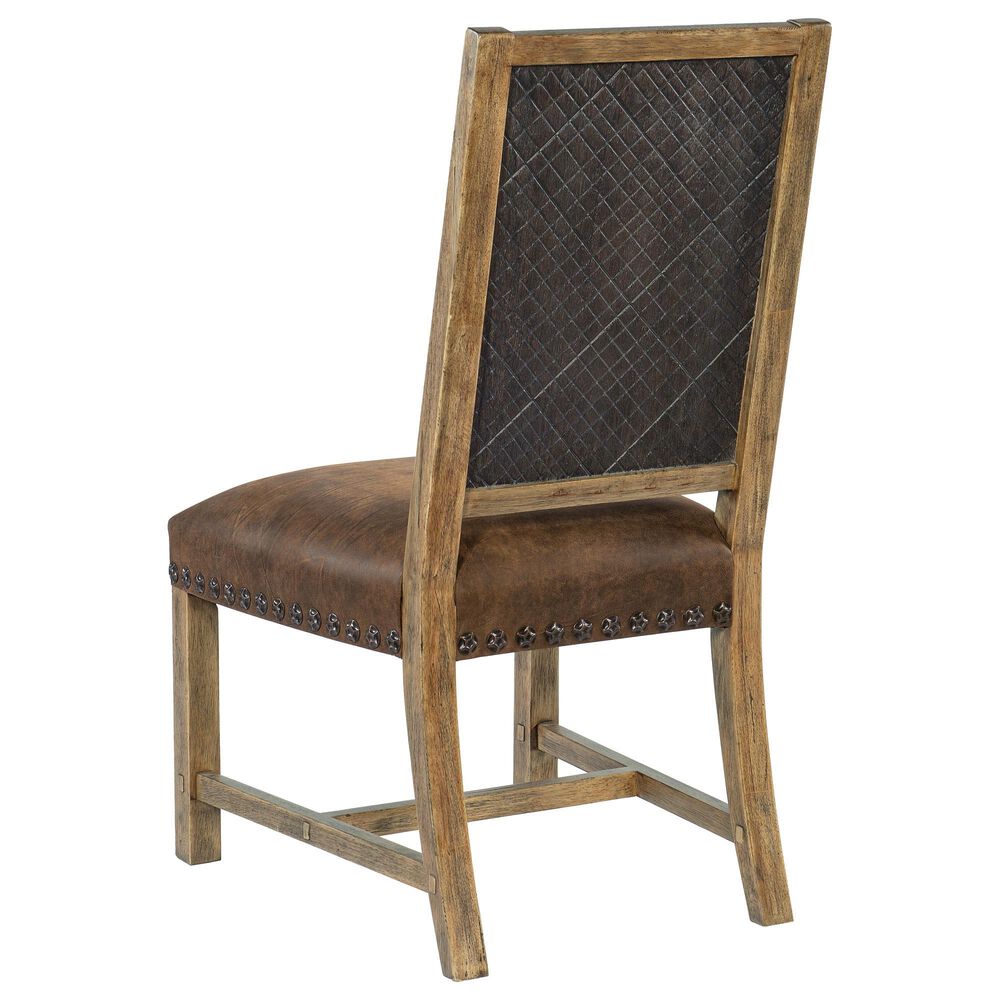 Hooker Furniture Big Sky Fabric Back/Leather Cushion Side Chair in Vintage Natural and Charcoal with Nailhead Trim, , large