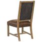 Hooker Furniture Big Sky Fabric Back/Leather Cushion Side Chair in Vintage Natural and Charcoal with Nailhead Trim, , large