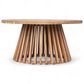 Hearth and Haven Outdoor Round Coffee Table with Slatted Base in Light Teak, , large