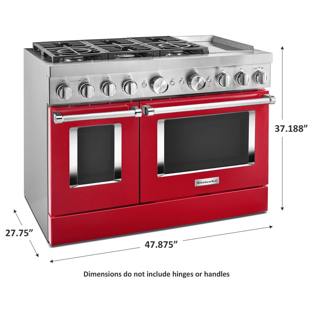 KitchenAid 48&quot; Professional Double Oven Dual Fuel Range in Passion Red, , large