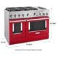 KitchenAid 48" Professional Double Oven Dual Fuel Range in Passion Red, , large