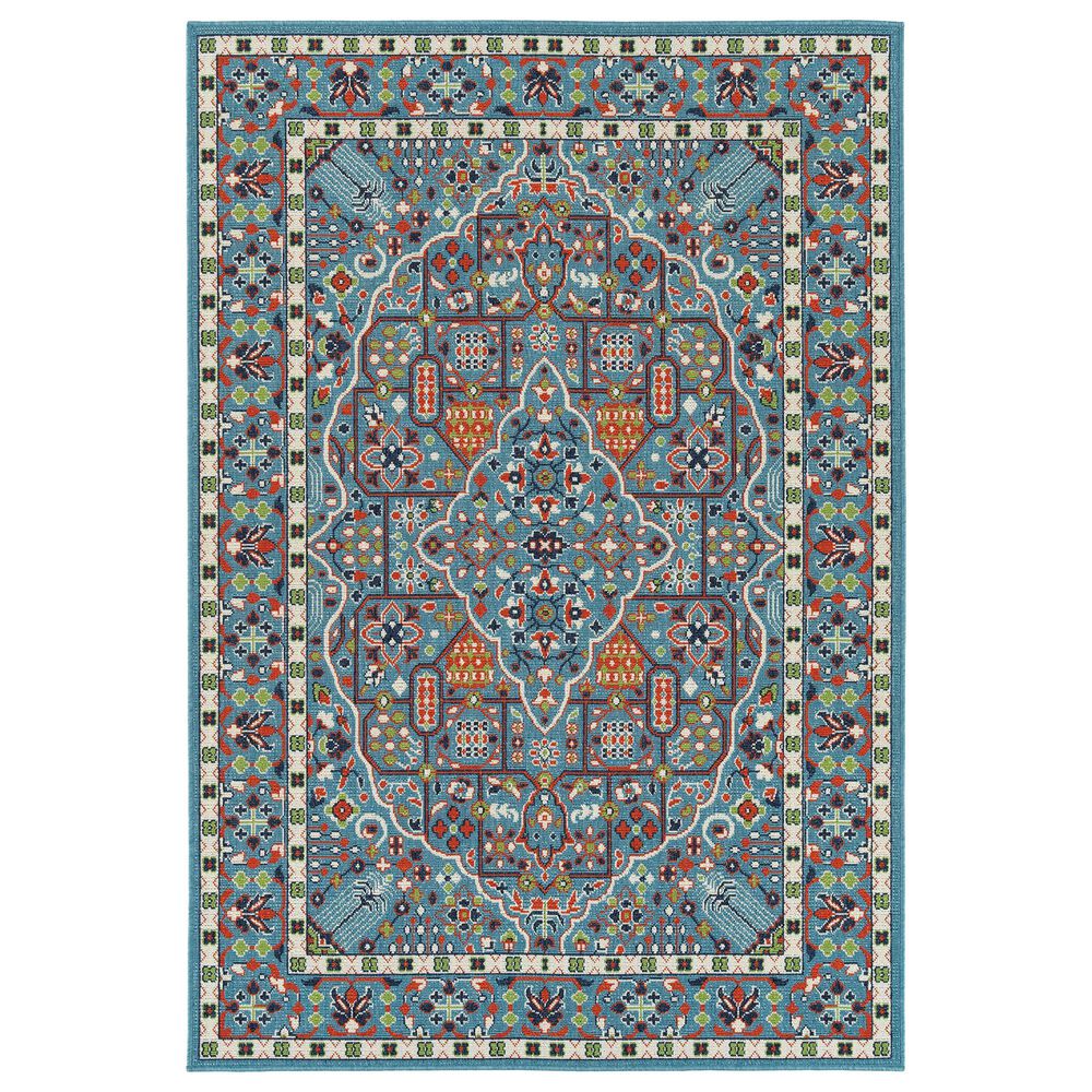 Kaleen Rugs Sunice 1"9" x 3" Light Blue, Tangerine, Lime Green, Navy and Ivory Area Rug, , large