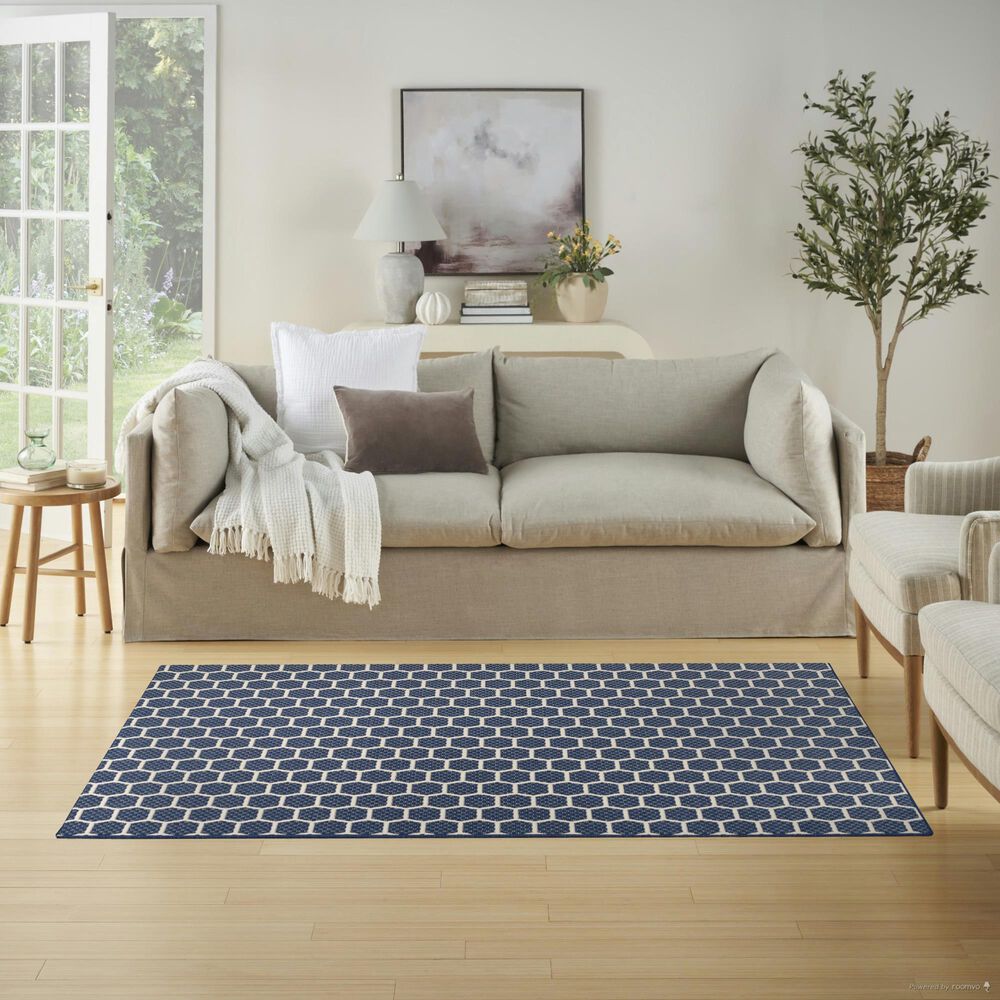 Nourison Twist Reversible 4&#39; x 6&#39; Navy Indoor/Outdoor Area Rug, , large