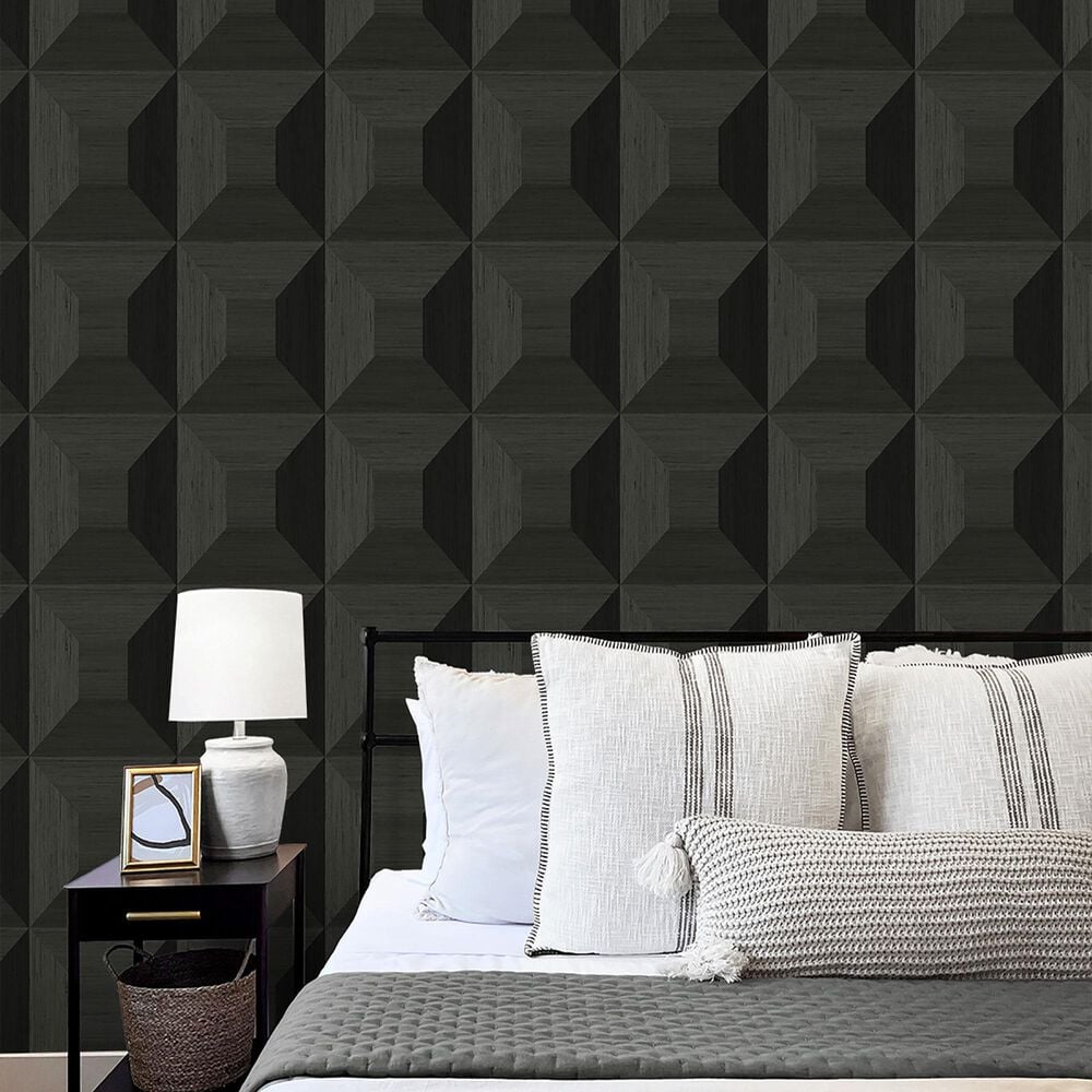 NextWall Quadrant Geo 216&quot; x 27&quot; Peel and Stick Wallpaper in Blacksmith, , large