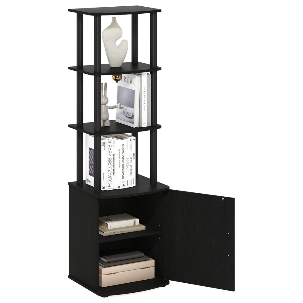 HOMLUX 3-Tier Standing Bookshelf with Storage Cabinet in Blackwood and Black, , large