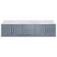 Lexora Home Geneva 80" Double Bathroom Vanity in Dark Grey with 2 cm White Carrara Marble Top and Rectangular Sinks, , large