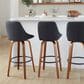 LumiSource Diana 30" Swivel Barstool with Black Faux Leather Upholstery in Walnut and Black (Set of 2), , large
