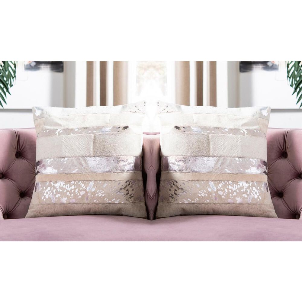 Safavieh Peyton 18"x18" Pillow in Silver (Set of 2), , large