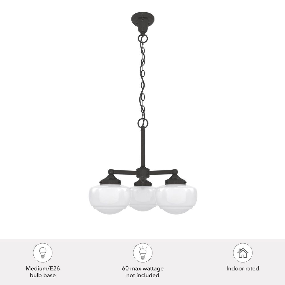 Hunter Saddle Creek 3-Light Chandelier with White Shade in Noble Bronze, , large