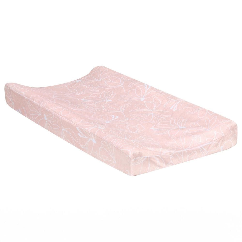Lambs & Ivy Petals Changing Pad Cover in Pink and White, , large