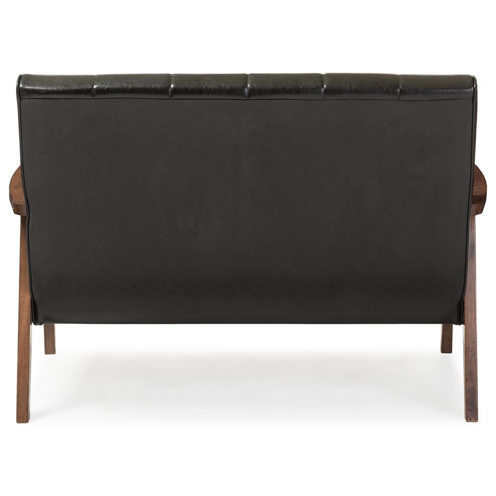 Baxton Studio Nikko Stationary Loveseat in Black, , large