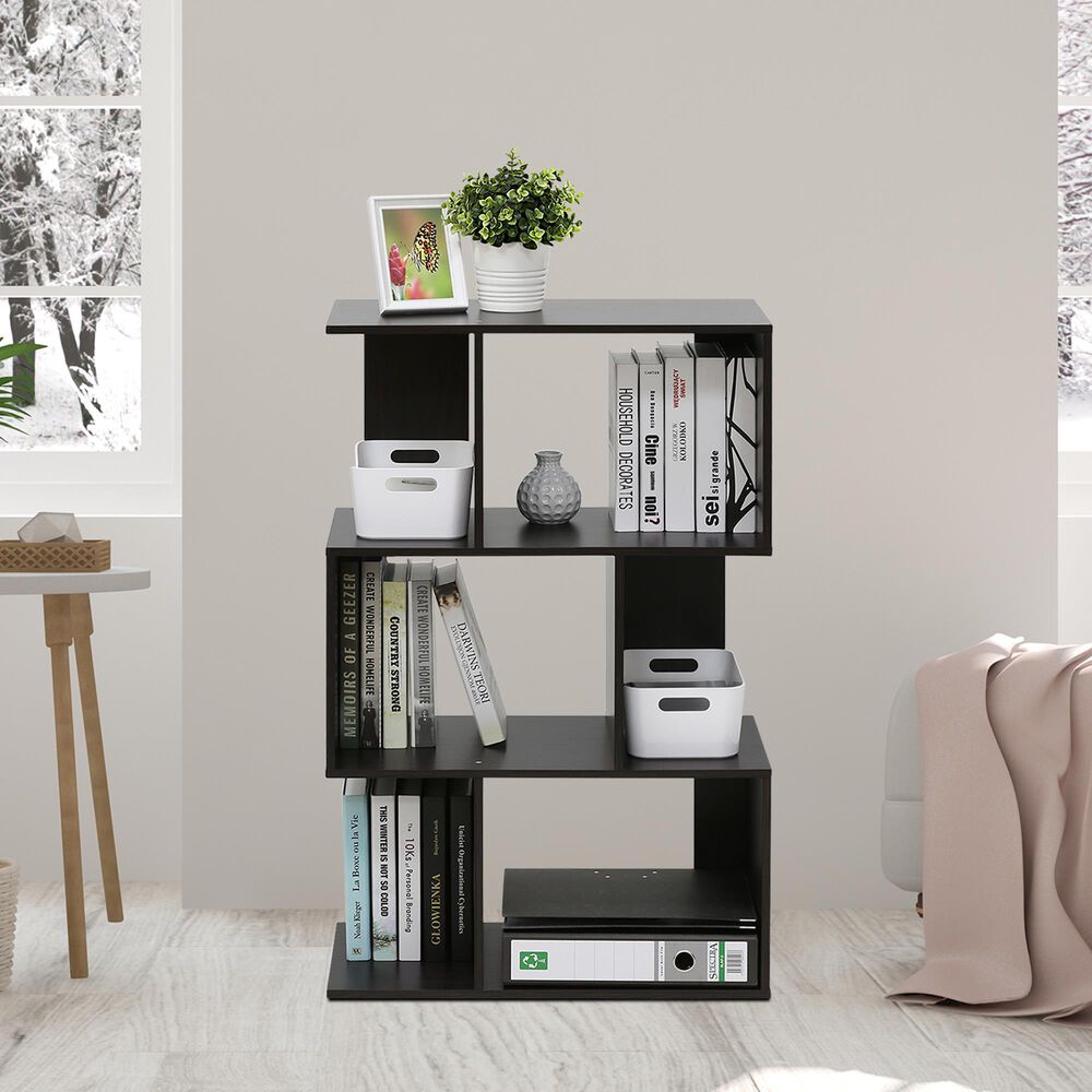 HOMLUX 3-Tier Open Shelf Bookshelf in Espresso, , large