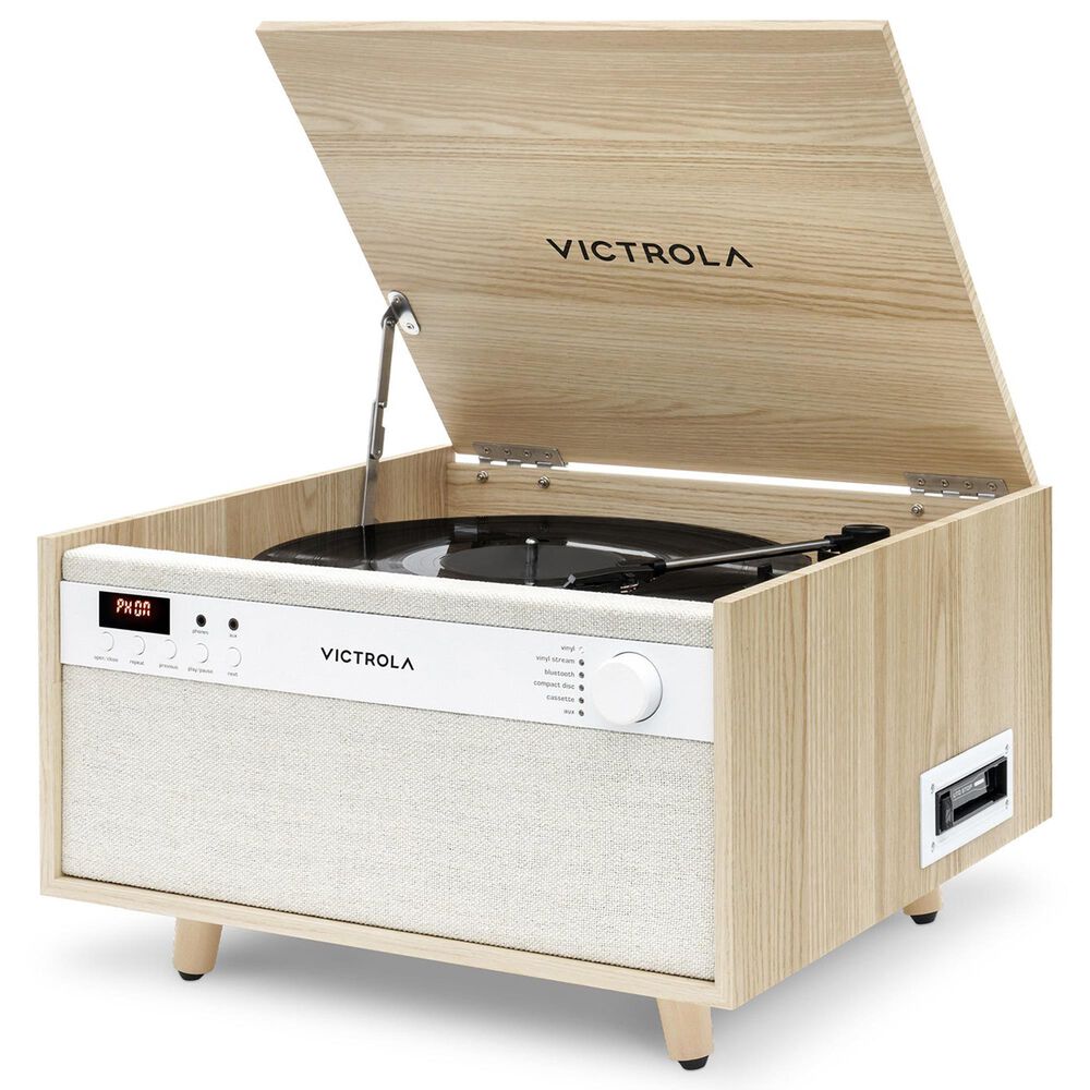 Victrola Century 6-in-1 Music Center Record Player with 3-Speed Turntable in Natural, , large